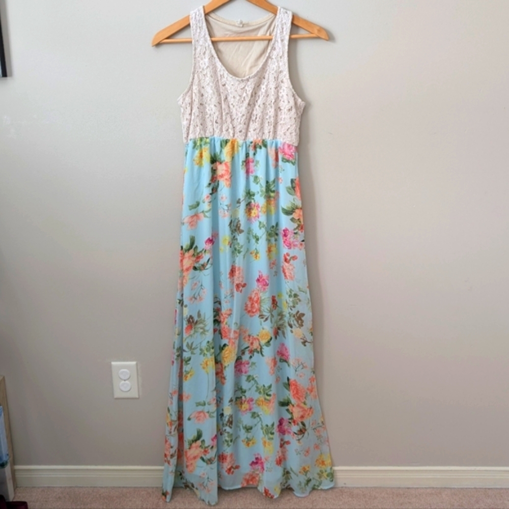 Pink Blush Floral Sleeveless Maternity Maxi Dress